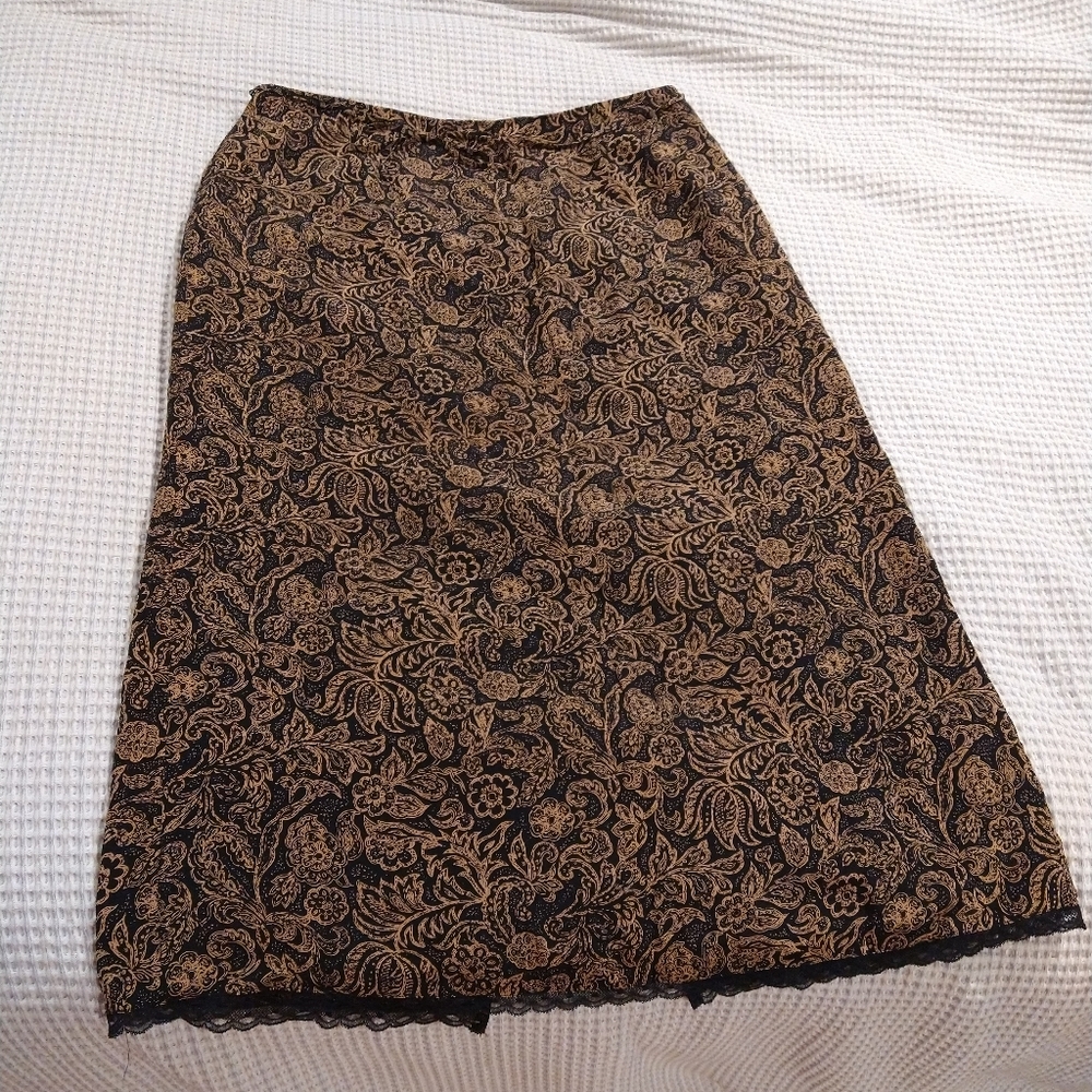 Vintage Emma James Floral Skirt Brown/Black